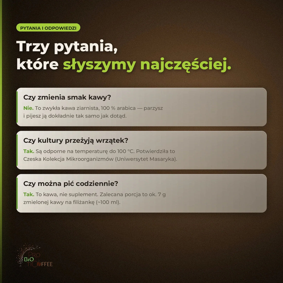 Najczęstsze pytania o Kawę Probiotyczną
